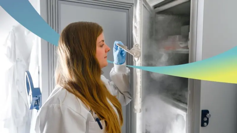 The image shows Dr Rachael Wilbourn at work in the Xelect St Andrews laboratory