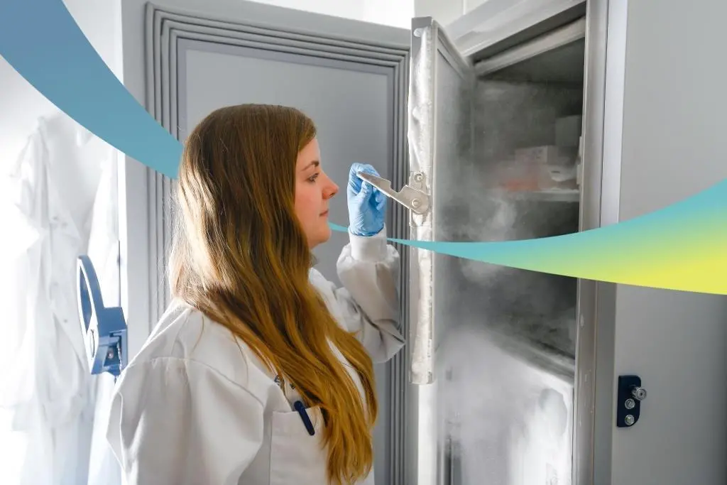 The image shows Dr Rachael Wilbourn at work in the Xelect St Andrews laboratory
