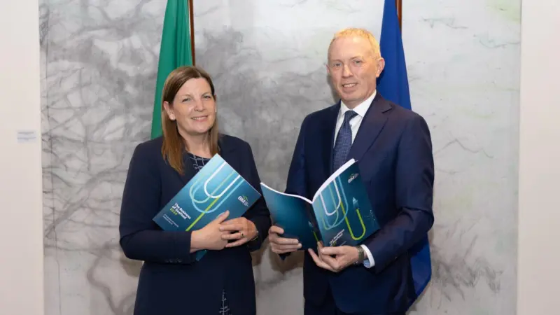 BIM CEO, Caroline Bocquel with Minister of State for Fisheries and the Marine, Timmy Dooley TD at the launch of the Business of Seafood report
