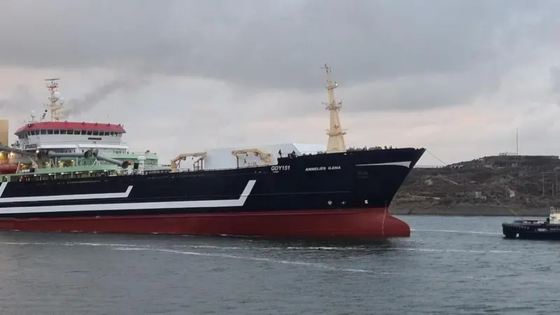 A PP Group fishing trawler leaves port