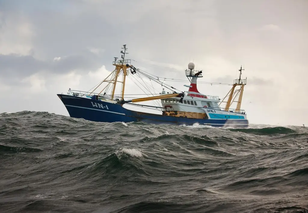 A fishing vessel at sea