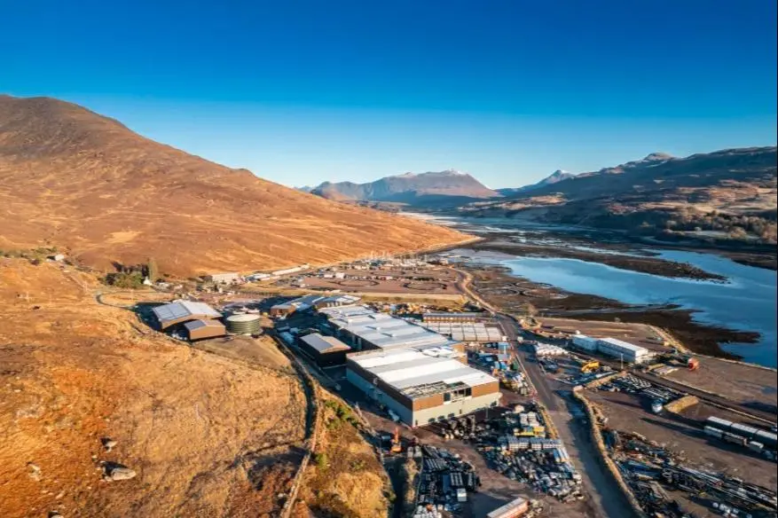 The image shows the Bakkafrost Applecross site from the air