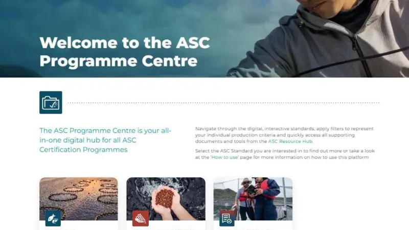 Screenshot of new ASC Programme Centre hub