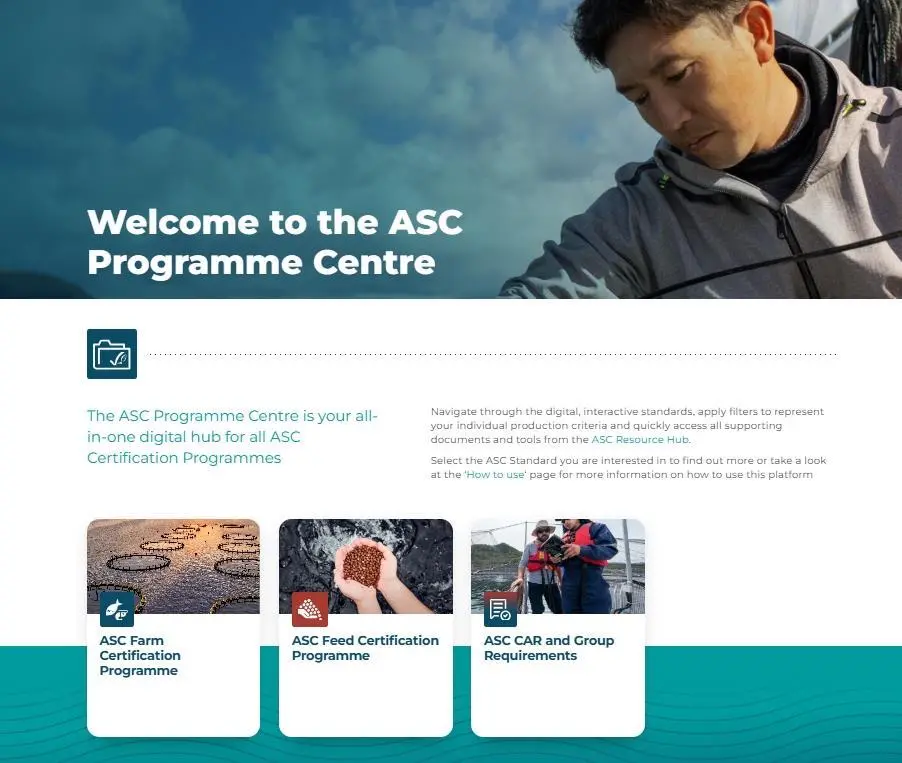 Screenshot of new ASC Programme Centre hub
