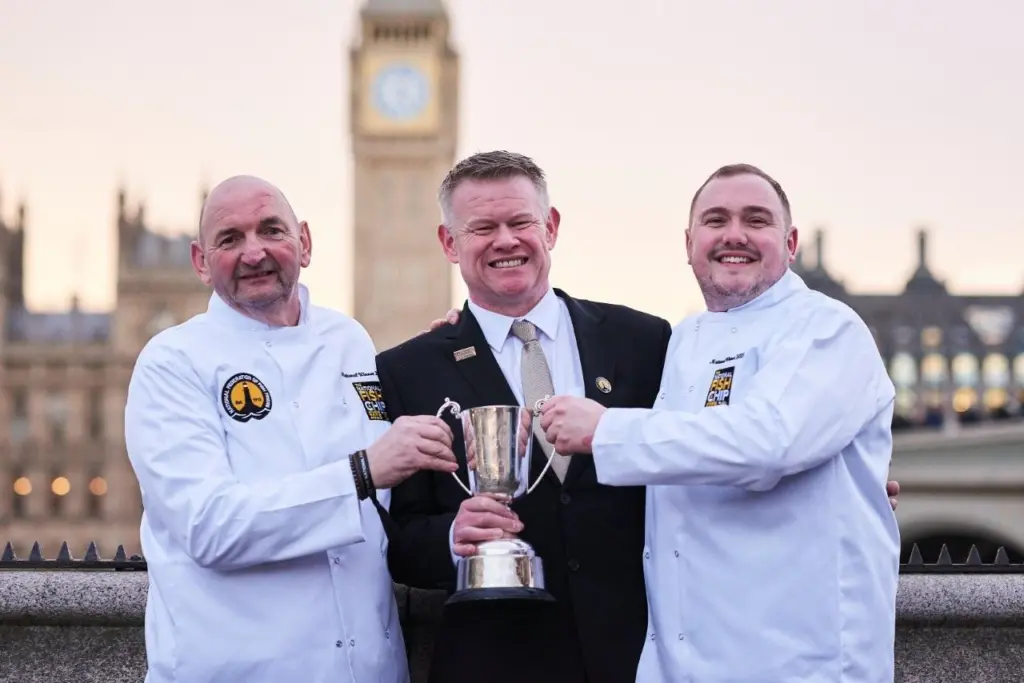 Graeme and Will Burrell from Yarm Road with NFFF President Andrew Crook