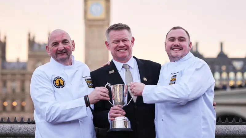 Graeme and Will Burrell from Yarm Road with NFFF President Andrew Crook