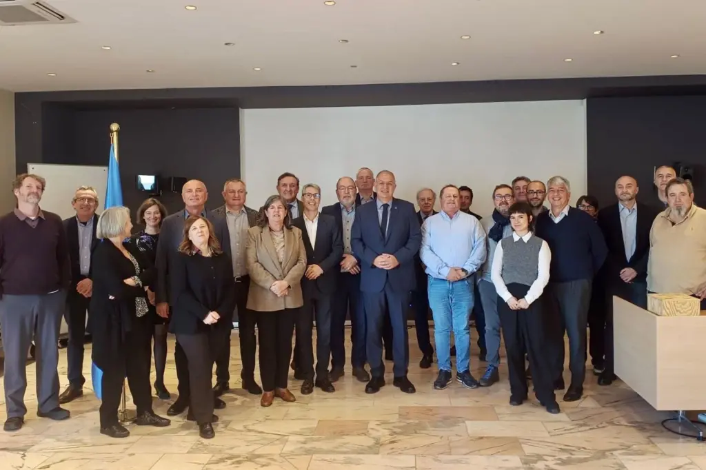 The image shows Commissioner Costas Kadis with the European social partners - ETF, Europêche and Cogeca