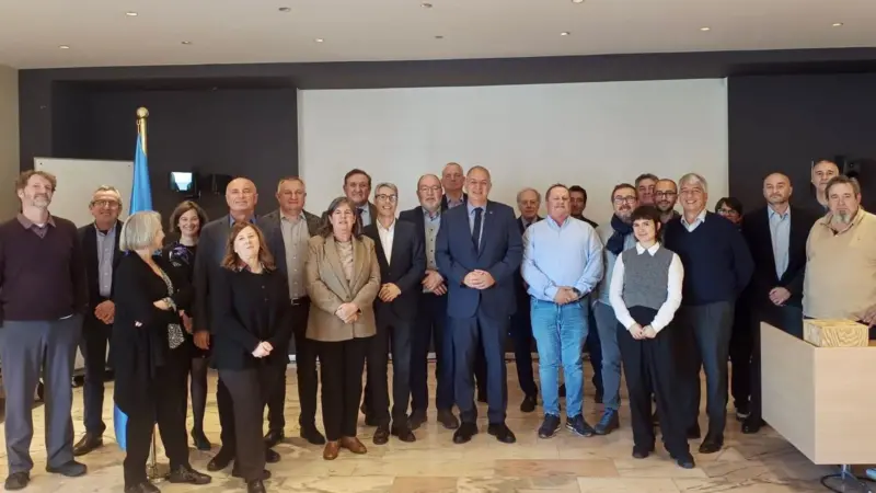 The image shows Commissioner Costas Kadis with the European social partners - ETF, Europêche and Cogeca