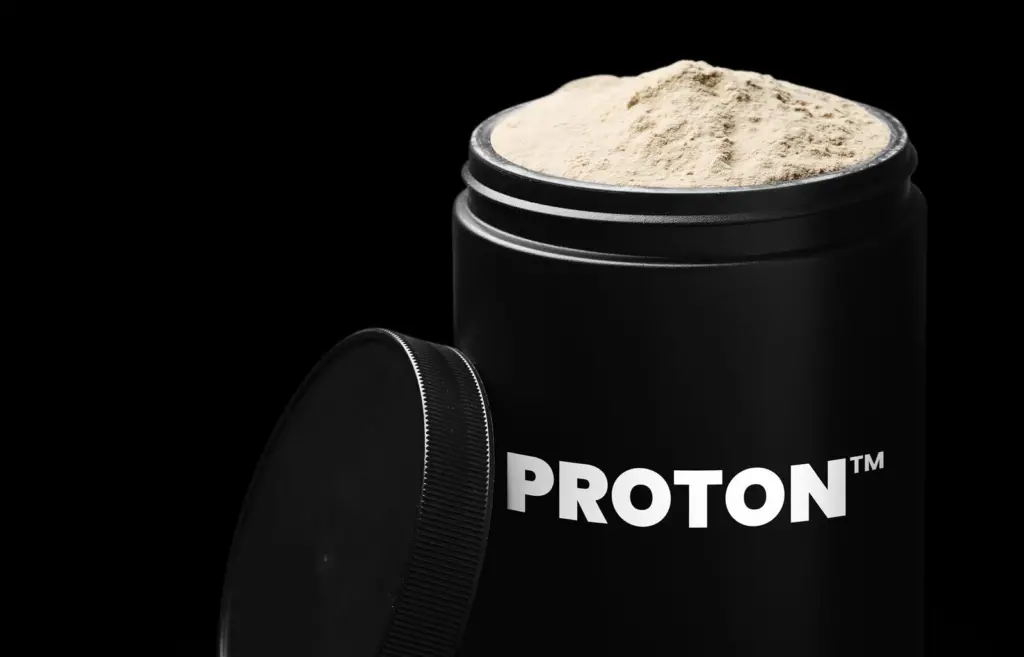Jar of Proton microbial fishfeed ingredient