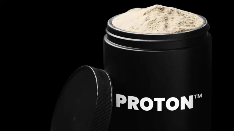 Jar of Proton microbial fishfeed ingredient