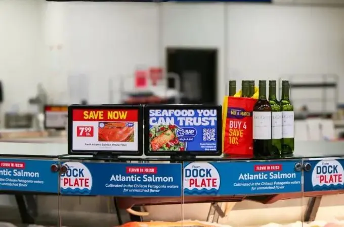 Ad for BAP's Seafood You Can Trust campaign showing a seafood counter