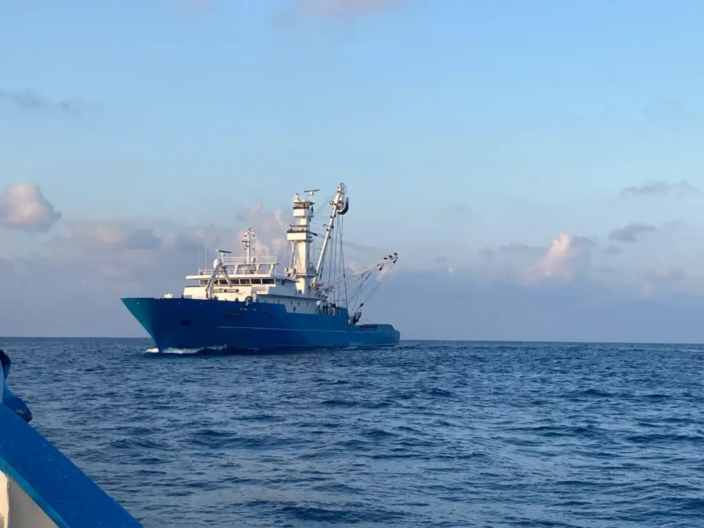 A fishing vessel at sea