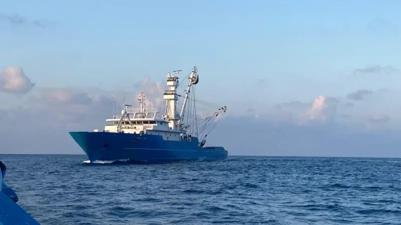 A fishing vessel at sea