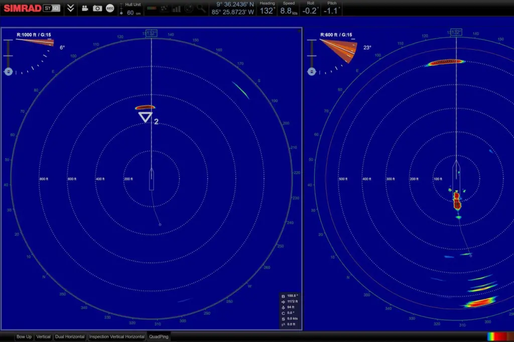 Sonar AI watches the sonar continuously, detects fish in real time and instantly alerts captains and crews, placing a marker directly on the display and triggering an audio cue the moment a target appears.