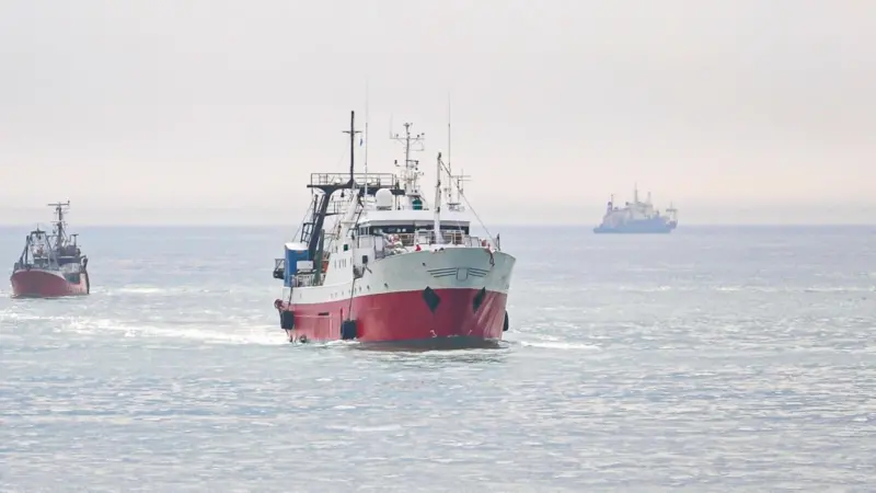 Fishing boats at sea