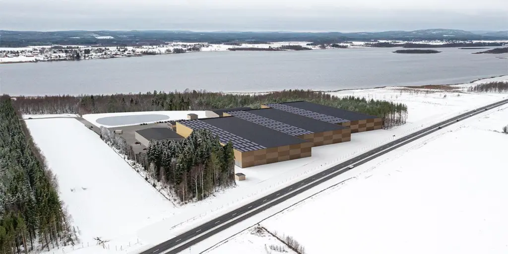 Rendering of a new land-based farm in Sweden