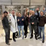 Nofima workers celebrating an award of NOK1.24 billion to fund aquafeed research.
