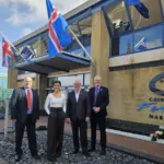 Andrew Oliver, CEO of Grimsby Fish Dock Group, left, with the Icelandic ambassador to the UK, Thordis Kolbrun Gylfadottir, GFDG chair Simon Dwyer and Honorary Icelandic Consul, Jonathan Goolden. Image: GFDG