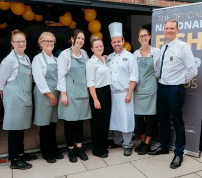 General Manager Andrew Wilkinson, pictured right, with the team at Trenchers of Whitby, the National Fish & Chip Awards’ Restaurant of the Year winner 2026